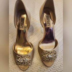 Badgley Mischka Embellished Peep Toe Pumps 